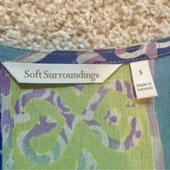 Soft Surroundings Kaleidoscope Handkerchief Tie Front Patchwork Shirt Boho Small - Picture 3 of 11